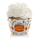 Big Dot of Happiness ハッピー感謝祭 - 秋の収穫パーティーデコレーション - パーティーカップケーキラッパー - 12個セット Big Dot of Happiness Happy Thanksgiving - Fall Harvest Party Decorations - Party Cupcake Wrappers - Set of 12