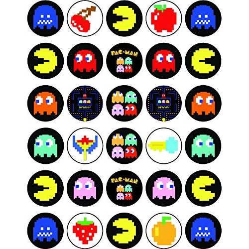 My Smart Choice 30 x Edible Cupcake Toppers Retro Arcade Game Themed Collection of Edible Cake Decorations