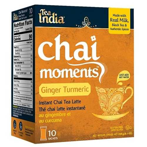 Tea India Chai Moments インスタント チャイ ラテ ジンジャー ターメリック 10 袋 (230 g / 8.1 oz) Tea India Chai Moments Instant Chai Latte Ginger Turmeric 10 Sachets (230 g / 8.1 oz)