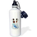 3dRose African-American Angels Sports Water Bottle, 21 oz, White