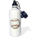 3dRose Baseball Sports Water Bottle, 21 oz, White