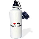 3dRose I Love My Boyfriend Sports Water Bottle, 21 oz, White