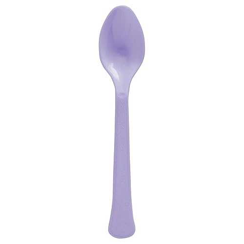 Amscan Lavender Plastic Heavy Weight Spoons (20 Count) - Premium Disposable Plastic Cutlery, Per..
