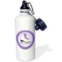 3dRose Figure Skating Girls Rule Purple Skate Sports Water Bottle, 21 oz, White