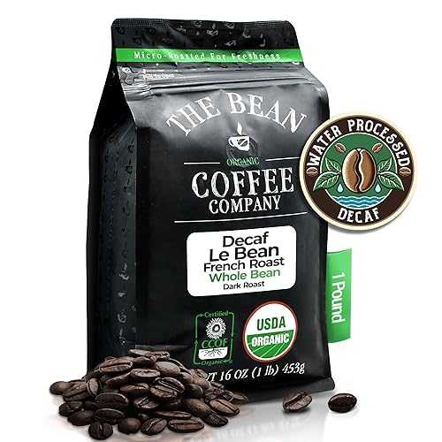 楽天GlomarketThe Bean Coffee Company The Bean Organic Coffee Company Water Processed DECAF Le Bean, Dark French Roast, Whole Bean Coffee, 16-Ounce Bag