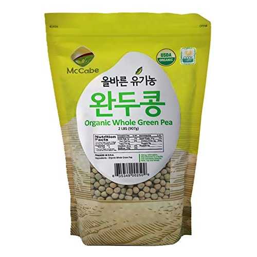 McCabe Organic Whole Green Pea - Green Peas Rich with Fiber & Minerals USDA and CCOF Certified Packed in USA 2Lbs McCabe Organic Whole Green Pea - Green Peas Rich with Fiber & Minerals USDA and CCOF Certified Packed in USA 2Lbs