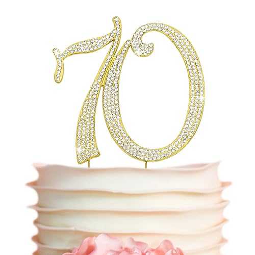Crystal Creations 70 Cake Topper - Premium Gold Metal - 70th Birthday Party Sparkly Rhinestone Decoration Makes a Great Centerpiece - Now Protected in a Box Crystal Creations 70 Cake Topper - Premium Gold Metal - 70th Birthday Party Sparkly Rhinestone Decoration Makes a Great Centerpiece - Now Protected in a Box