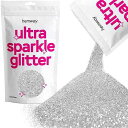 Hemway Premium Ultra Sparkle Glitter Multi Purpose Metallic Flake for Arts Crafts Nails Cosmetics Resin Festival Face Hair - Silver - Ultrafine (1/128