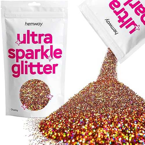 Hemway Premium Ultra Sparkle Glitter Multi Purpose Metallic Flake for Arts Crafts Nails Cosmetics Resin Festival Face Hair - Bronze Brown Holographic - Chunky (1/40" 0.025" 0.6mm) 100g / 3.5oz