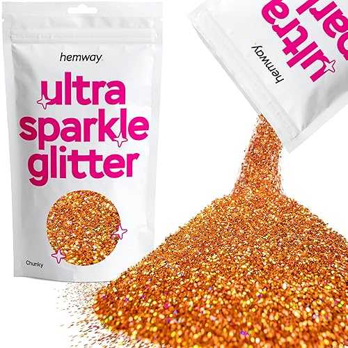 Hemway Premium Ultra Sparkle Glitter Multi Purpose Metallic Flake for Arts Crafts Nails Cosmetics Resin Festival Face Hair - Copper Holographic - Chunky (1/40" 0.025" 0.6mm) 100g / 3.5oz