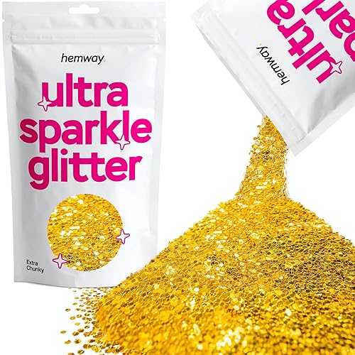 Hemway Premium Ultra Sparkle Glitter Multi Purpose Metallic Flake for Arts Crafts Nails Cosmetics Resin Festival Face Hair - Gold - Extra Chunky (1/24" 0.040" 1mm) 100g / 3.5oz