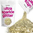 Hemway Premium Ultra Sparkle Glitter Multi Purpose Metallic Flake for Arts Crafts Nails Cosmetics Resin Festival Face Hair - Champagne Gold - Extra Chunky (1/24