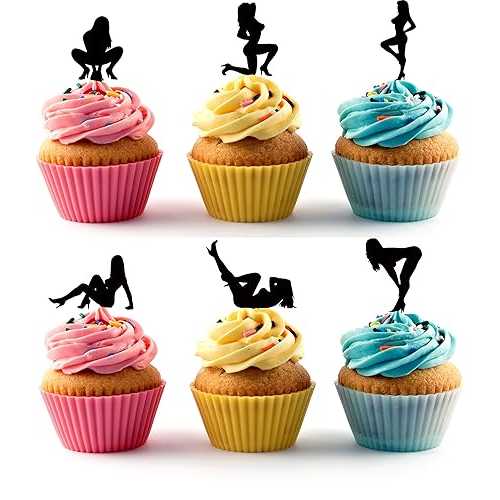 ストリッパー ポール ダンサー シルエット アクリル カップケーキ トッパー 12 個 Whimsical Practicality Strippers Pole Dancers Silhouette Acrylic Cupcake Toppers 12 pcs