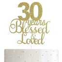 ALPHA K 30歳の誕生日/記念日ケーキトッパー – 30年間祝福され愛されたケーキトッパー ゴールドグリッター付き ALPHA K 30th ...