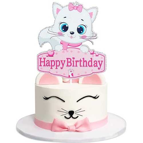LHCING Cat Birthday Cake Topper - Cartoon Kitten Meow Party Glitter Cat Cake Topper Supplies - Princess Girl Birthday Party Decoration LHCING Cat Birthday Cake Topper - Cartoon Kitten Meow Party Glitter Cat Cake Topper Supplies - Princess Girl Birthday Party Decoration