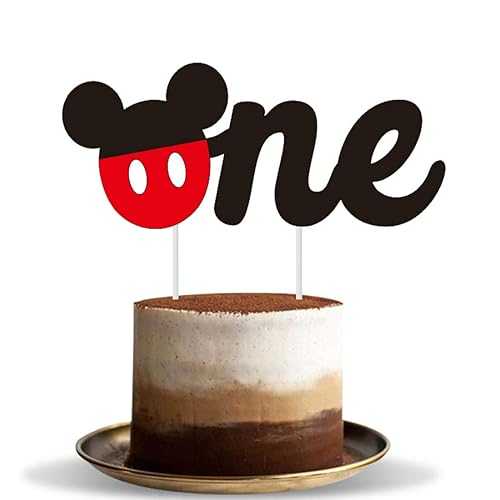 Hongkai Mouse One Cake Cupcake Toppers Picks for Baby Boy Girl 1st Birthday Happy Birthday Baby Shower Anniversary Party Decorations Supplies