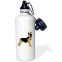 3dRose German Shepherd Sports Water Bottle, 21 oz, White