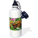 3dRose Voodoo Tiki Head Voodoo Villager with Tribal Mask Standing in Tropical Environment Sports Water Bottle, 21 oz, White