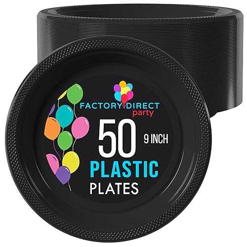 Exquisite Black Plastic Plates Disposable 9