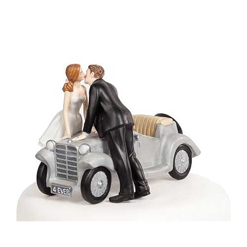 Wedding Collectibles Car Wedding Cake Toppers Bride and Groom I'll Love U 4 EVER Car Wedding Cake Topper Unique Keepsake Cake Topper Figurine Fine Porcelain 4.5" H x 6.5" L