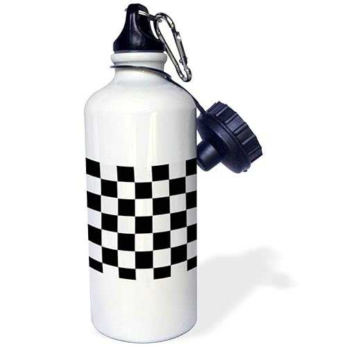 3dRose "Checkered Black and White Squares-Art" Sports Water Bottle, 21 oz, White 3dRose "Checkered Black and White Squares-Art" Sports Water Bottle, 21 oz, White