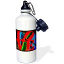 3dRose "Sculpture LOVE Philadelphia" Sports Water Bottle, 21 oz, White