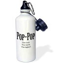 3dRose Pop-Pop The Man The Myth The Legend Sports Water Bottle, 21 oz, White