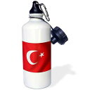 3dRose "Turkey flag banner Turkish national country waving crescent" Sports Water Bottle, 21 oz, White