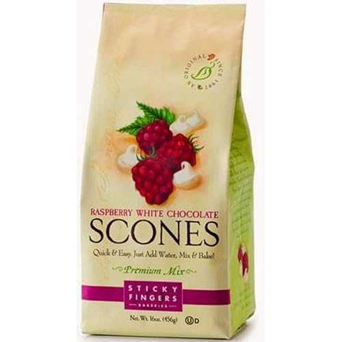スティッキー フィンガーズ ラズベリー ホワイト チョコレート スコーン ミックス、15 オンス (3 個パック) Sticky Fingers Raspberry White Chocolate Scone Mix, 15-Ounces (Pack of 3)