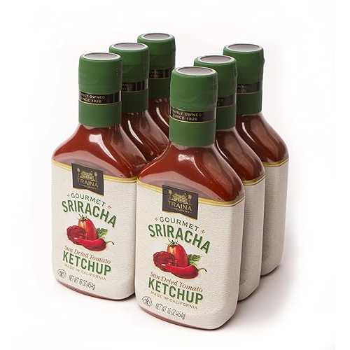 Traina Home Grown Gourmet Sriracha Ketchup - No Corn Syrup, Non GMO, Gluten Free, 16 oz bottle (Pack of 6)