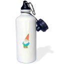 3dRose Gnome-Sports Water Bottle, 21 oz, White