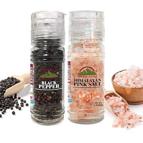 Himalayan Chef Himalayan Pink Salt and Black Pepper Grinder Set 5.3 Ou...