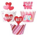 バレンタインデーカップケーキトッパーラッパー – ケーキデコレーションパーティー用品60個 Your Little Lovely Valentine s Day Cupcake Toppers Wrappers Cake Decorations Party Supplies 60Ct