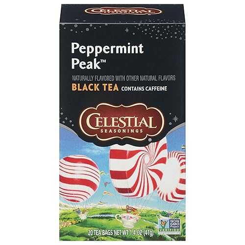 Celestial Seasonings Black Tea, Peppermint Peak, 20 Count (Pack of 6) (Pack May Vary)