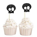 Darling Souvenir, Halloween Skull Cupcake Topper, Party Dessert Decorations - Pack of 40