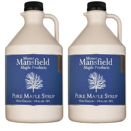Mount Mansfield Maple Products Mansfield Maple Pure Vermont Maple Syrup in Plastic Jug Grade A Amber Rich, Gallon (Ships as 2 Half Gallons) Mount Mansfield Maple Products Mansfield Maple Pure Vermont Maple Syrup in Plastic Jug Grade A Amber Rich, Gallon (Ships as 2 Half Gallons)