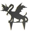 ドラゴン & フェアリー ブラック アクリル ケーキ トッパー - 15cm x 11cm + 3.5cm スパイク Super Cool Creations Dragon & Fairy Black Acrylic Cake Topper - 15cm x 11cm + 3.5cm Spike