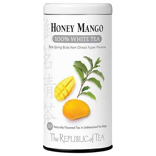 楽天GlomarketThe Republic of Tea Honey Mango 100％ White Tea, 50 Tea Bag Tin