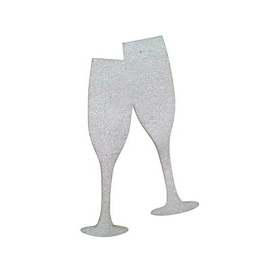 The Crafty Owl Various Designs of Sexy Pole Dancers/High Heels/Corset/Champagne Glasses/Bride & Groom Cupcake Toppers for Birthday/Bridal Sower/Weddingd/New Years Events/Party sets of 12 (Diamond Champagne Glass)