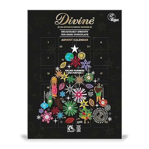 DIVINE CHOCOLATE Dark Chocolate Advent Calendar, 85 GR