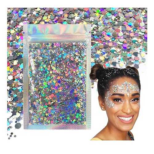 Electric Bliss Beauty Holographic Silver Body Glitter. 15g Chunky Face...