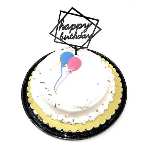 Happy Birthday ケーキトッパー アクリル製 1歳の誕生日パーティーデコレーション ケーキデコレーション用お気に入りトッパー TOP010 (ブラック) THY COLLECTIBLES Happy Birthday Cake Topper Acrylic First Birthday Party Decoration, Favorite To