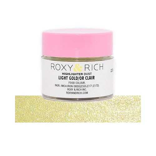 Roxy & Rich ハイライター ダスト フード デコレーション パウダー カラー (ライトゴールド、2.5 グラム) Roxy & Rich Highlighter Dust Food-Decoration Powder Color (Light Gold, 2.5 Grams)