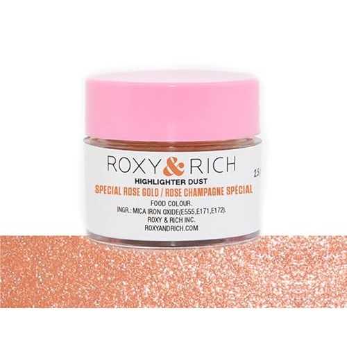Roxy & Rich ハイライター ダスト フード デコレーション パウダー カラー - スペシャル ローズ ゴールド 2.5 グラム Roxy & Rich Highlighter Dust Food-Decoration Powder Color - Special Rose Gold 2.5 Grams