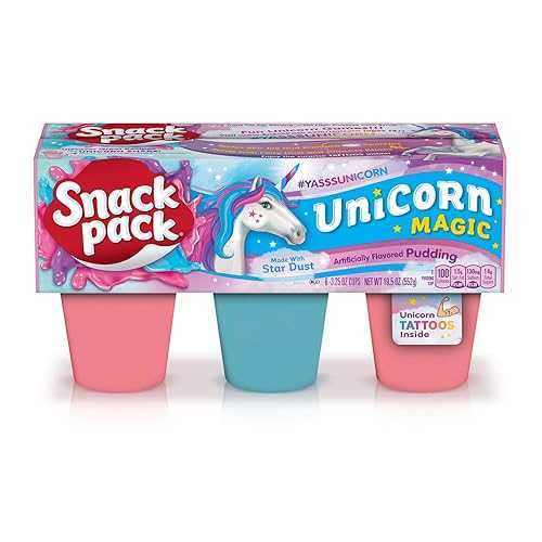 SNACK PACK Unicorn Magic Flavored Pudding Cups, 3.25oz. Cups 6Count (Pack of 8)