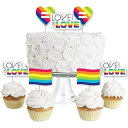 Big Dot of Happiness Love is Love - Dessert Cupcake Toppers - Pride Rainbow Party Clear Treat Picks - Set of 24