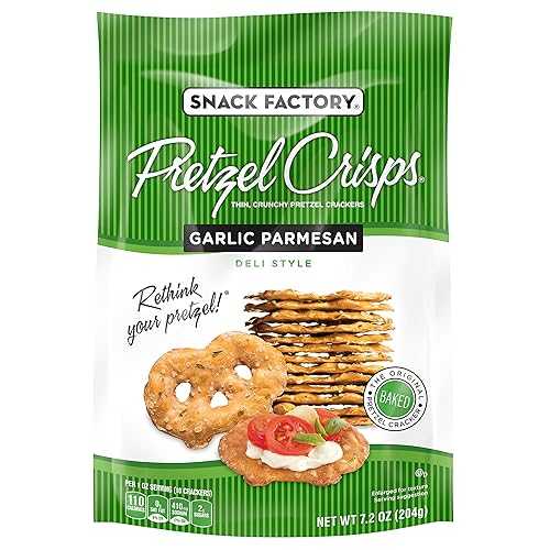 Snack Factory Garlic Pretzel Crisps, 7.2-Ounce Bags (Pack of 12)