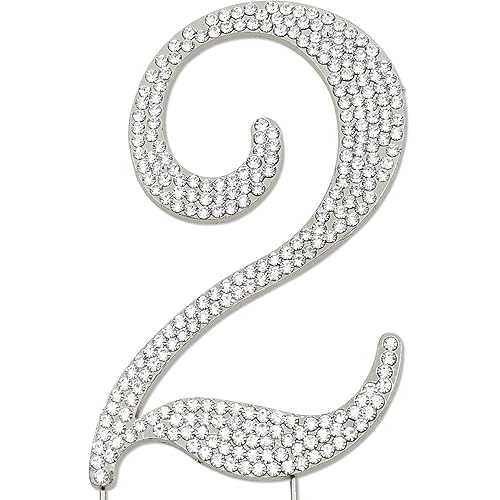 キラキララインストーン番号 2 ケーキトッパー、誕生日、結婚記念日、シルバー番号 2 Other Sparkly Rhinestones Number 2 Cake Topper, Birthday Wedding Anniversary Silver Number 2