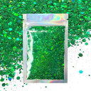 Electric Bliss Beauty Green Body Glitter - 15g Chunky Holographic Face Glitter, Hair Glitter, Eye Glitter and Body Glitter for Women. Rave Glitter, Festival Accessories, Cosmetic Glitter Makeup. Loose Glitter Set