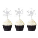 シルバーグリッタースノーフレークカップケーキトッパーケーキデコレーション用品48個セット Suntop Crafts Set of 48 Silver Glitter Snowflake Cupcake Toppers Cake Decoration Supplies|詳細画像